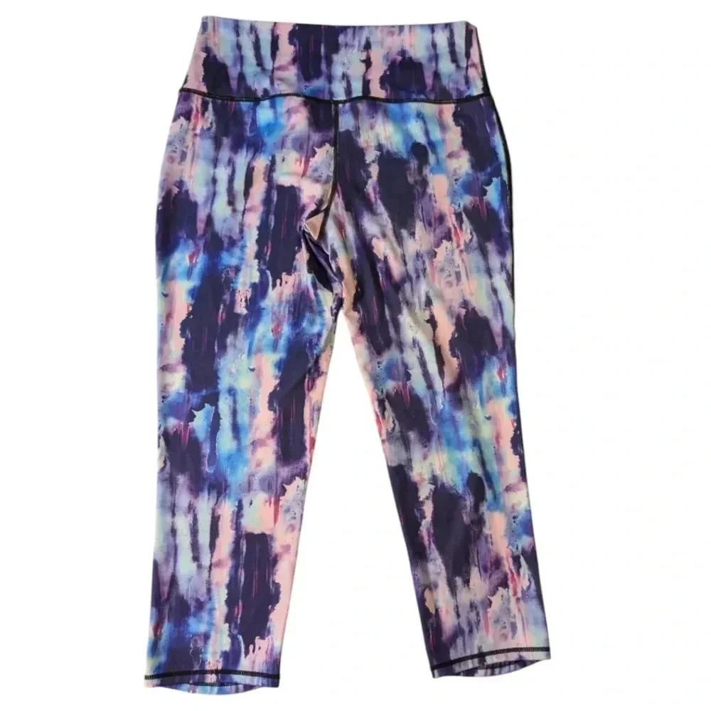 Brisas Yoga Pants / Leggings Painted Internal Waist Pocket Purple Multi SZ Mediu - Picture 3 of 5